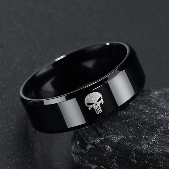 Other - men black skull print ring